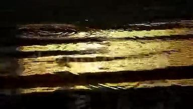 金色的水光。 循环
