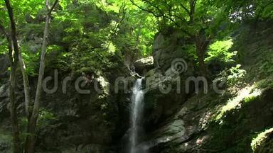 福斗瀑布在青林中的奇布山晴天