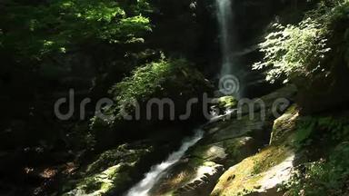 福斗瀑布在青林中的奇布山晴天