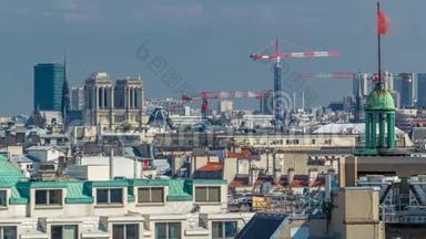 从巴黎的lafayette画廊<strong>露台</strong>上看到美丽的建筑物的城市<strong>景观</strong>