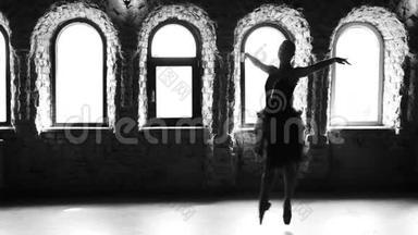 芭蕾舞演员在芭蕾舞<strong>工作室</strong>练习<strong>舞蹈</strong>动作。