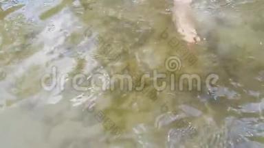 一个女人正在浅水里玩她的脚-16岁