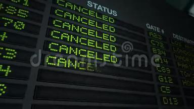 所有航班取消，航班信息板