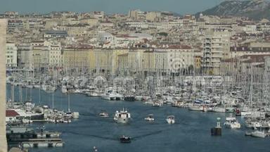 马赛市与法国老港的鸟瞰图