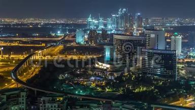 阿联酋迪拜豪华城市新现代建筑和灯光夜景