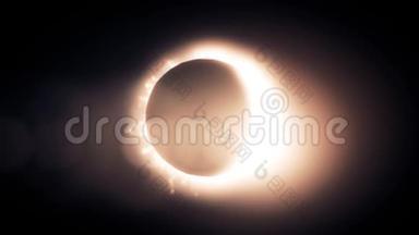 摘要日食是由黑色背景上带有火环的月球事件引起的。 一个完整的动画抽象视图