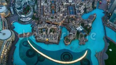 迪拜，阿联酋-2017年5月：迪拜音乐喷泉位于迪拜市中心的Burj Khalifa旁边