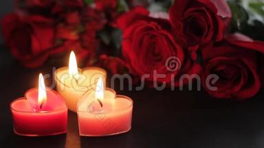 情人节蜡烛和玫瑰