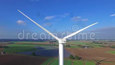 风力发电、涡轮、风车、能源生产-清洁和可再生能源的空中景观