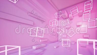 紫色霓虹灯抽象彩色背景，3D渲染循环视频超高清4K 3840x2160