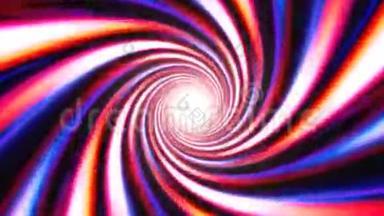 快速彩色旋涡螺旋旋转在抽象螺旋隧道-4K无缝环运动背景动画