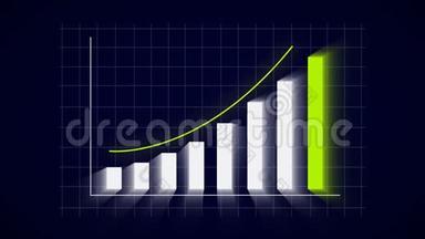商业增长和成功<strong>箭头</strong>信息图表动画的商业信息图表与<strong>上升箭头</strong>和酒吧统计出现