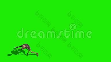 骷髅战士绿色屏幕攻击顶部循环3D渲染动画