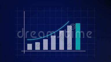 商业增长和成功箭头信息图表/企业信息图表动画，箭头和条形图出现