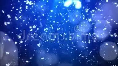 蓝色抽象的雪花片雪花片雪花片4K循环动画