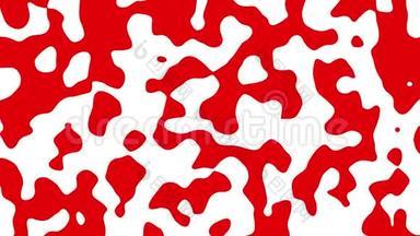 在白色背景上变形的红色形状的抽象动画。 无缝环路动画背景，壁纸..