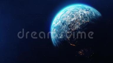 行星地球在夜间循环动画中旋转的真实运<strong>动图</strong>形