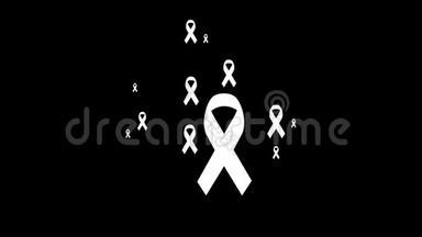 世界癌症日-二月横幅白色背景与薰衣草色丝带。 运动设计，视频动画。 动动的动画