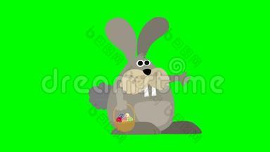 复活节兔子卡通动画挥手