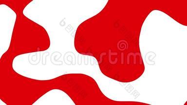 在白色背景上变形的红色形状的抽象动画。 无缝环路动画背景，壁纸..