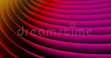 粉红色行的三维动画。 多色床单的波浪状运动。