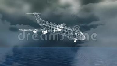 海云背景飞机模型三维技术绘图动画