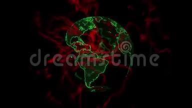 病毒正在世界<strong>各地</strong>传播；病毒在黑色背景下占领地球；全球流行