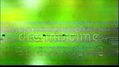 VHS模拟抽象数字动画。旧电视。故障错误视频损坏。信号噪声。系统错误。独特的设计。坏的