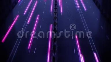公路夜间交通的三维动画