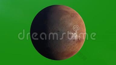 现实行星火星旋转，4K。 适合您自己的背景使用绿色屏幕。 高<strong>细纹</strong>理