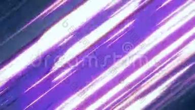 蓝色对角线动画速度线。 快速的霓虹灯闪烁的线条在紫色，粉红色和凉爽的蓝色条纹
