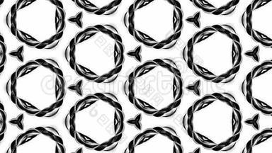 黑白色带4k无缝循环动画扭曲形成复杂的圆形结构
