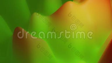 抽象的液体<strong>黄绿</strong>色渐变，内发光面状景观。4k无缝循环动画。美丽的色彩