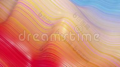 美丽的抽象的表面<strong>波</strong>浪背景，红色的黄色<strong>渐变</strong>，挤压线条作为条纹织物表面
