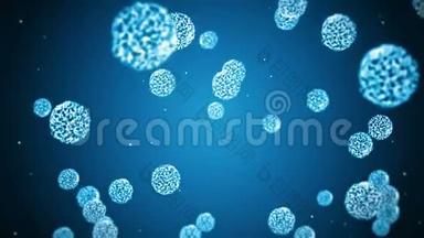 病毒细胞呈球形。 致病病毒引起感染.. 人类病毒循环动画。 细菌微生物。 病毒