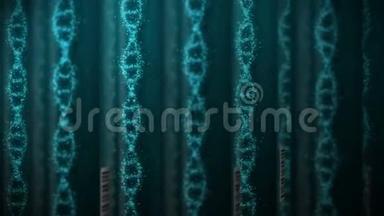 试管中的<strong>DNA</strong>分子.. <strong>DNA螺旋</strong>作为遗传学的标志. 测试设备。 药和技术理念.. 循环动画。