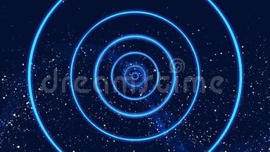 在星空背景上跳动彩色圆圈的动态抽象图形