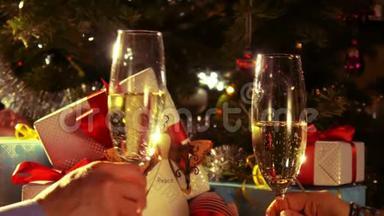 新年和圣诞<strong>庆祝</strong>活动-情侣香槟<strong>庆祝</strong>活动-4k