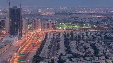 朱美拉湖塔住宅小区在迪拜码头附近的昼夜时间间隔