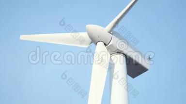 风力发电<strong>机米</strong>尔斯公园制造电子能源从风，特写。