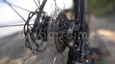 部分自行车特写齿轮和链条