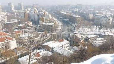 巴卢加里亚巴解-2017年2月4日：保加利亚内贝特特佩山普罗夫迪夫市全景