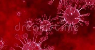 冠状病毒细胞COVID-19<strong>传染病</strong>。 疾病的快速传播.. 高浓度冠状病毒.. 3D