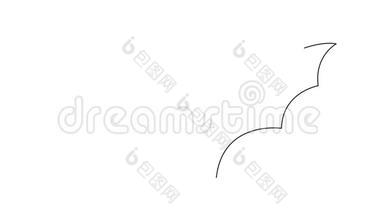 自画简单动画的单连线绘制蝙蝠。 手工绘图，白线上黑线