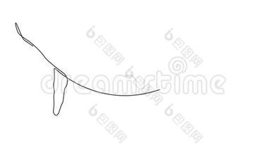 自画简单动画的单连线画鲸。 手工绘图，白线上黑线