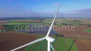 风能、涡轮机、风车、能源生产的空中景观-清洁和可再生能源