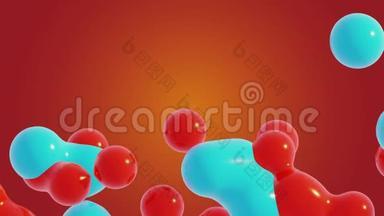 橙色<strong>背景</strong>上<strong>彩色气泡</strong>的抽象液体动画