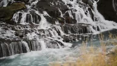 冰岛美丽的<strong>风景</strong>。 强大的<strong>瀑布</strong>巴纳沃斯<strong>瀑布瀑布</strong>倒下，在河流中流动。