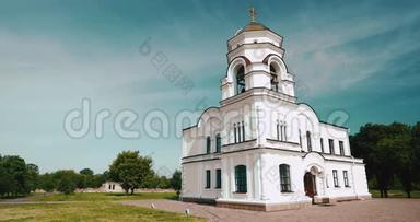 布雷斯特，白俄罗斯。 贝尔法里钟楼的加里森大教堂圣尼古拉斯教堂纪念建筑群布雷斯特英雄堡垒在