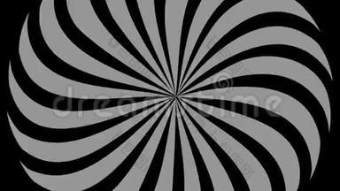 黑白图形物体，具有频闪和催眠效果，同时移动和大小变化，16：9视频格式